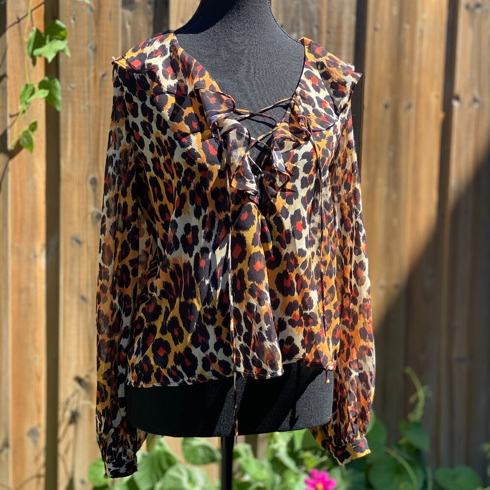 Topshop Leopard Print Sheer Blouse – Size US 4